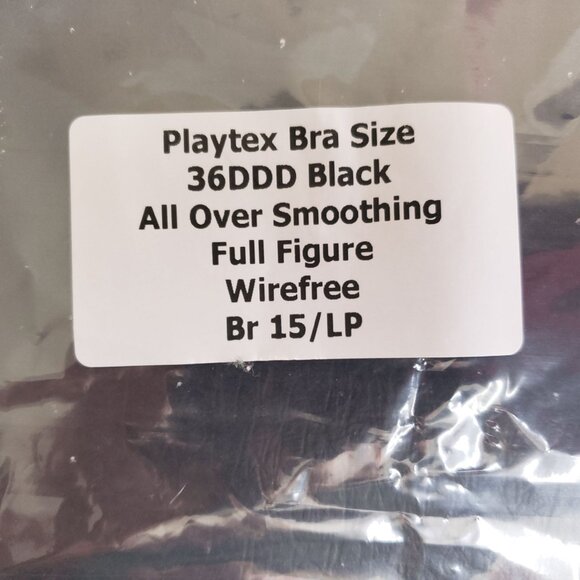 Playtex Bra Size 36DDD Black All Over Smoothing Full Figure Wirefree - Picture 7 of 7
